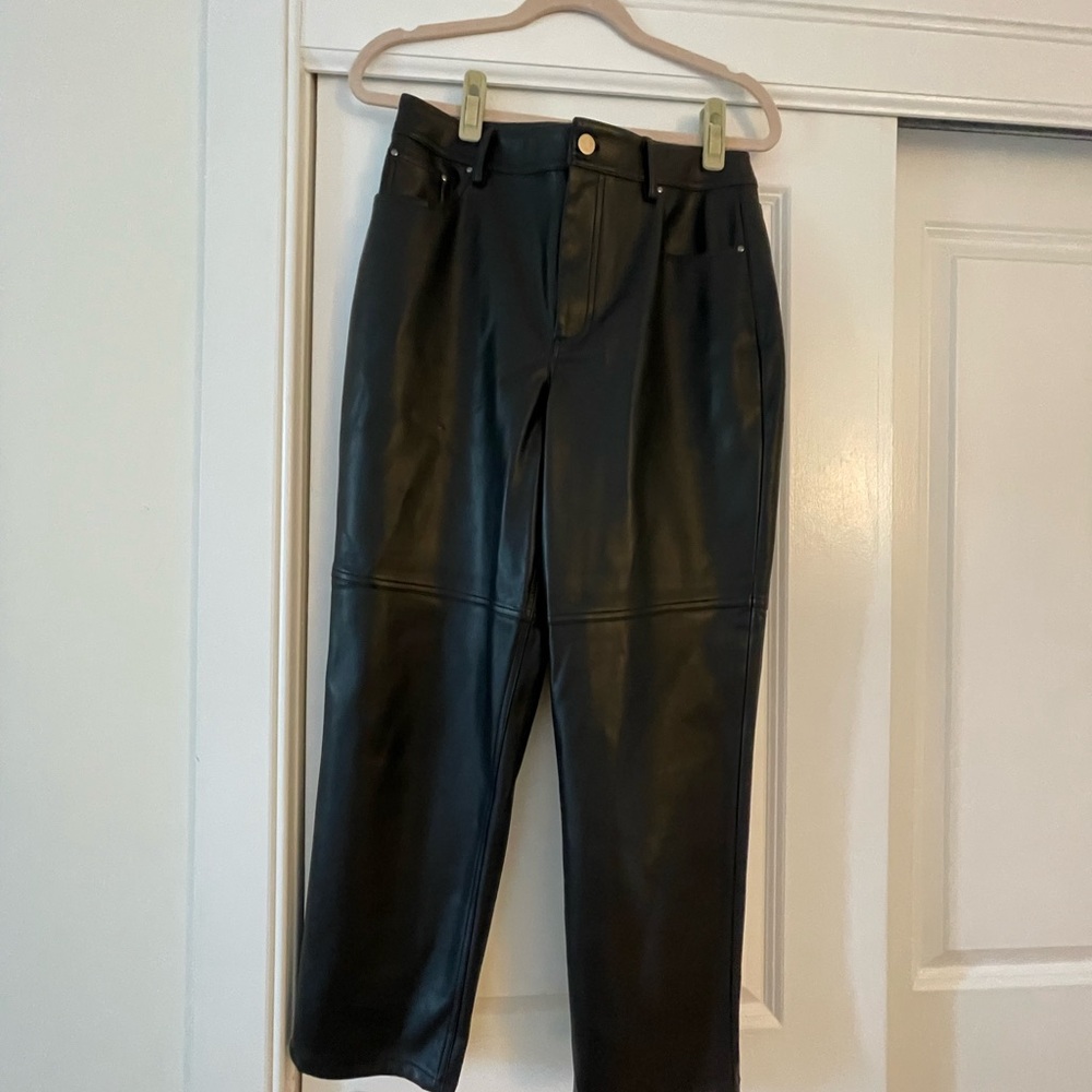 Boden Black Faux Leather Pants